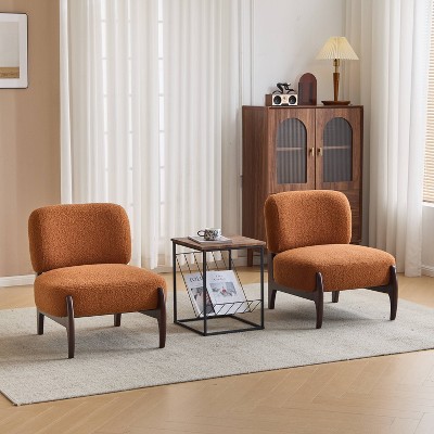 Vatros Modern Boucle Lounge Chair with Solid Wood Frame