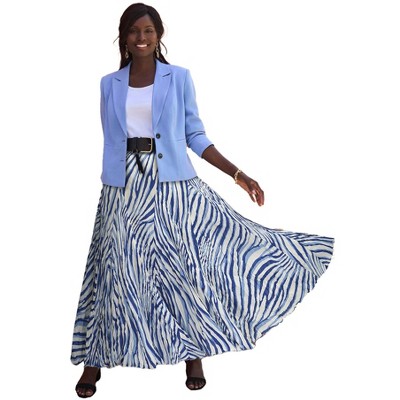 Jessica London Women's Plus Size Flowing Crinkled Maxi Skirt