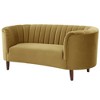 71" Millephri Loveseat Olive Yellow Velvet - Acme Furniture: Includes 2 Accent Pillows, Wood Frame, Tufted Design - 3 of 4