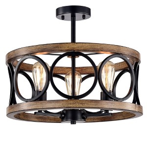 26" x 26" x 17.72" 3-Light Shacer Hood Design Ceiling Lamp Black - Warehouse Of Tiffany: Modern Semi-Flush ETL Listed - 1 of 2