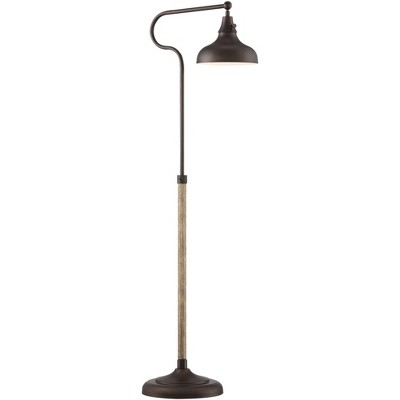 Ferris 57" Bronze Adjustable Pharmacy Floor Lamp with Faux Wood Grain