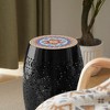 CAVINAS Boho Mosaic Ceramic Tile Patio Side Table, Roman Pattern Iron Frame – Indoor/Outdoor End Table, Outdoor Accent Table - 3 of 4