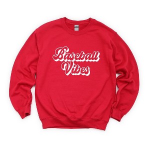 Simply Sage Market Women's Graphic Sweatshirt Baseball Vibes Cursive - 1 of 4