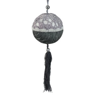 Allstate Floral Glittered Christmas Ball Ornament - 8.5" - Black and Gray