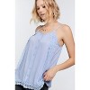 Slickblue Versatile Scalloped Lace Trim Button Down Top – Light Blue/Coral, Slit Side Overlay, Cami Styling, S/M/L - 2 of 4