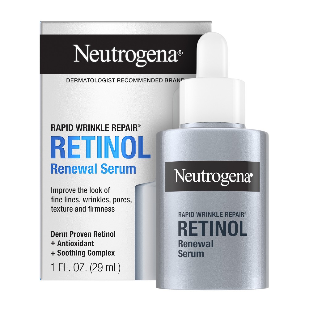 Photos - Cream / Lotion Neutrogena Rapid Wrinkle Repair Retinol Renewal Serum - 1 fl oz: For Mature Skin, Face & Neck Use, Contains Retinol, Unscent 