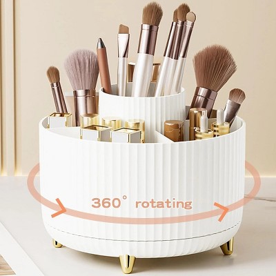 LunaLulinlk 360° Rotate Makeup Brush Organizer, 5 Slot Makeup Organizers Countertop, Makeup organization, and Skincare Storage for Bathroom