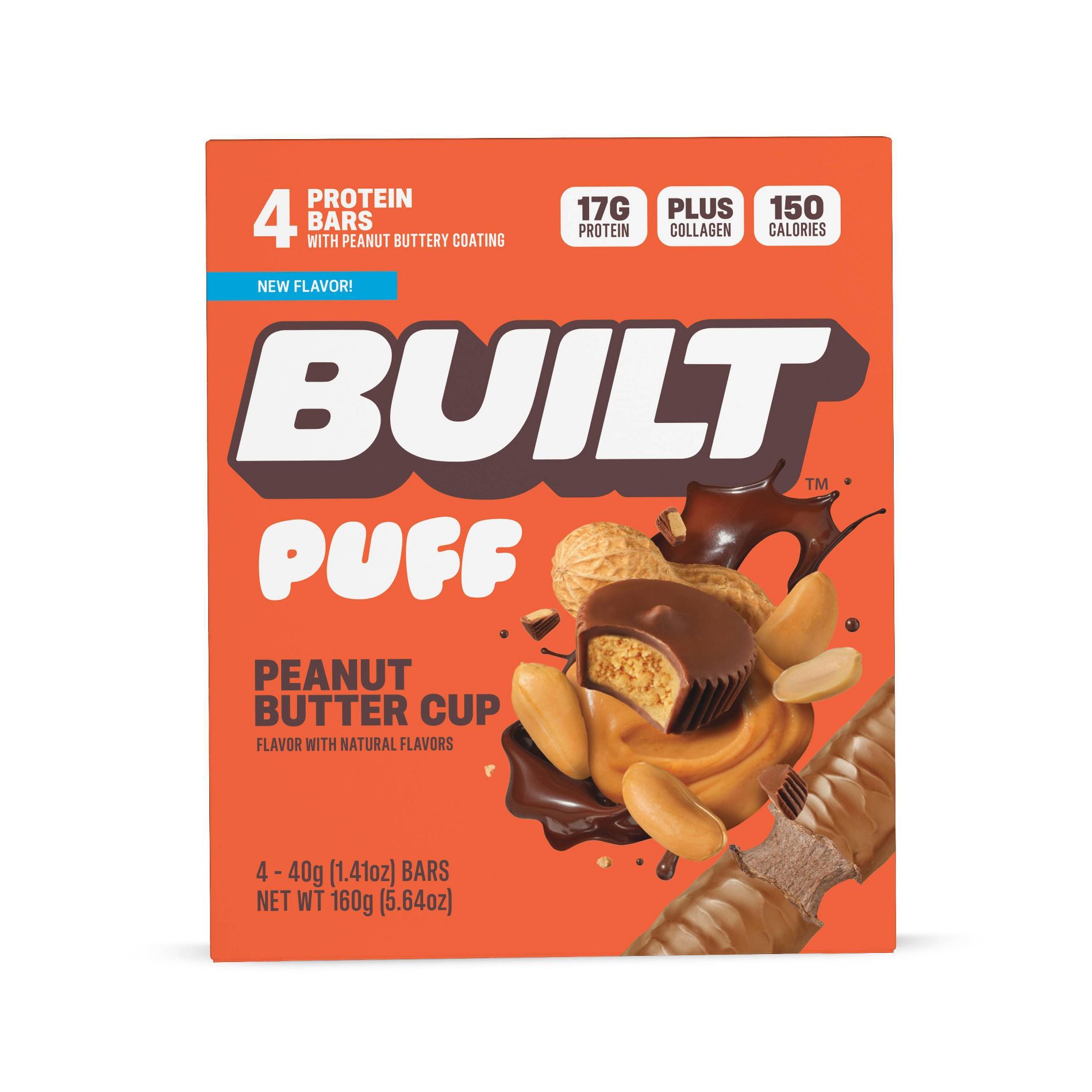 Built Bar Puff Peanut Butter Cup Protein Bars - 17g Protein - 1.41oz/4ct