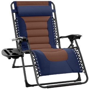 Best Choice Products Oversized Padded Zero Gravity Chair, Folding Outdoor Patio Recliner w/ Side Tray - 1 of 4