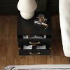 FUFU&GAGA Tall Nightstand Black and Gold with Wood Texture Bedside Table - 2 of 4