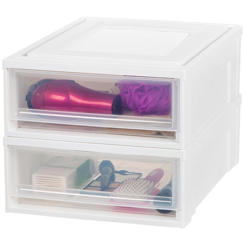 Plastic Clear Stackable Modular Shallow Storage Drawers Chest Box, 4 of 8
