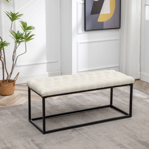 Cream metal online bench