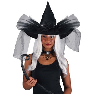 HalloweenCostumes.com One Size Fits Most Women Deluxe Women's Chic Witch Hat | Costume Hats, Black - 1 of 3