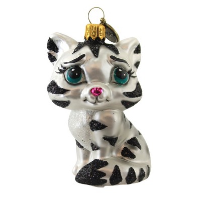 Blu Bom 3.5" Black Striped Cat Ornament Kitten Pet Feline Meow  -  Tree Ornaments