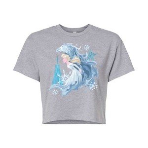 Women's - Frozen 2 - Elsa & Frozen Horse Cropped Graphic T-Shirt - 1 of 4
