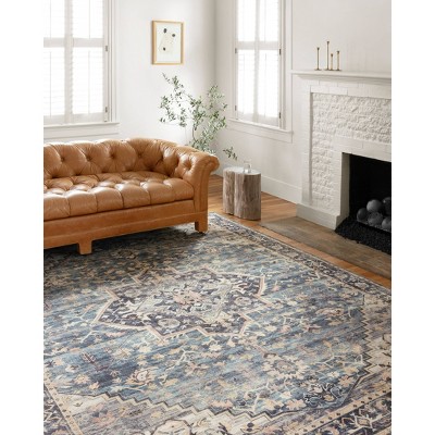Hathaway Navy and Multi Traditional Distressed Area Rug