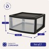 Homz 2 Pack Storage Cart, Wide Body 1 Drawer Plastic Container for Home and Office Organization, Black Frame with Clear Drawers - 4 of 4