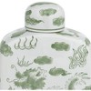 Dahlia Studios 10 1/2" High Green and White Ceramic Ginger Jar with Lid - 3 of 4