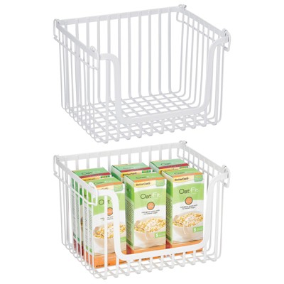 Mdesign Metal Kitchen Wide Under Shelf Basket, 2 Pack, Matte White