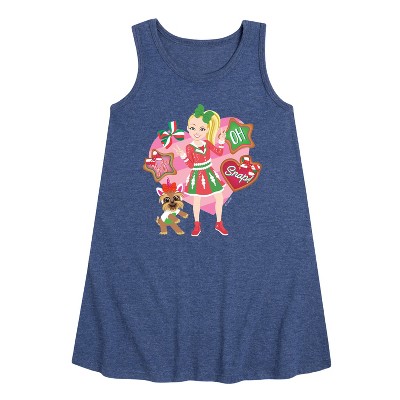 JoJo Siwa Oh Snap Graphic Sleeveless Aline Dress - Heather Navy - 2T