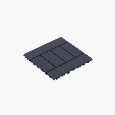 Chic Crate-H-Style Interlocking Deck Tiles – 44-Pack Quick-Install 12x12 Patio Flooring for Porch, Poolside & Backyard, Dark Gray