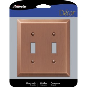 Amerelle Century Antique Copper 2 gang Stamped Steel Toggle Wall Plate 1 pk - 1 of 1