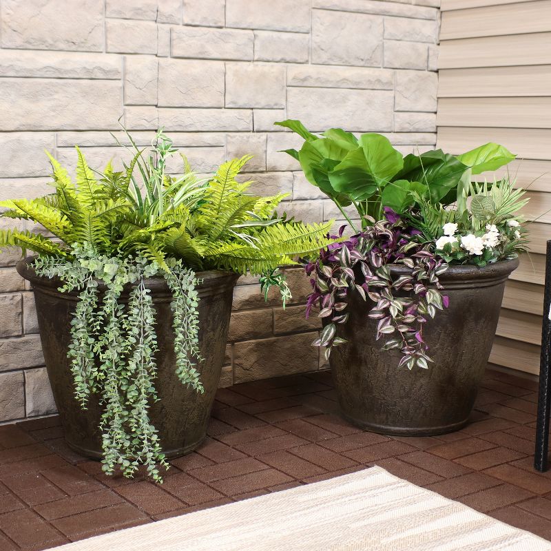 Sunnydaze Indoor/Outdoor Patio, Garden, or Porch Weather-Resistant Double-Walled Anjelica Flower Pot Planter - 24", 3 of 12