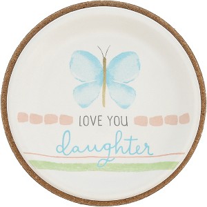 Pavilion Gift Company - Love You Daughter - Ceramic Cork Keepsake Dish  Floral Design Daughter Trinket Dish Ring Jewelry Dish - 1 of 4