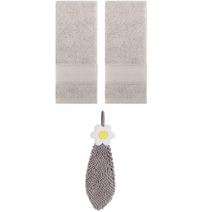 REGALWOVEN 3 Pcs Soft Absorbent Hand Towel Bathroom Decorative Set - 1 of 4