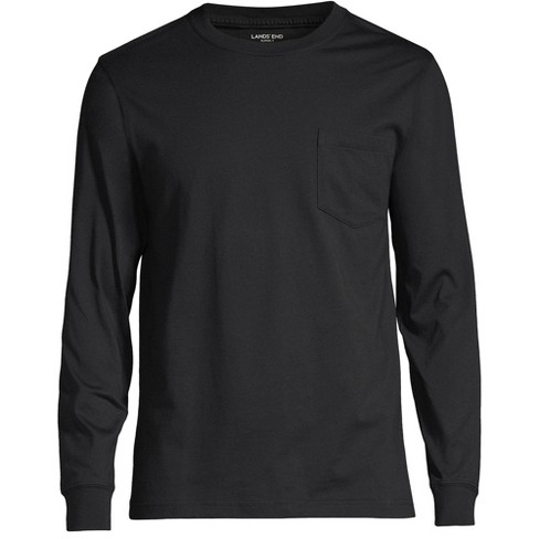 Lands' End Men's Super-t Long Sleeve T-shirt With Pocket - 2x Large - Black  : Target