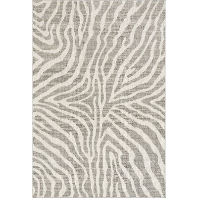 Nuloom Corina Zebra Indoor/Outdoor Patio Area Rug 5x7 in Gray
