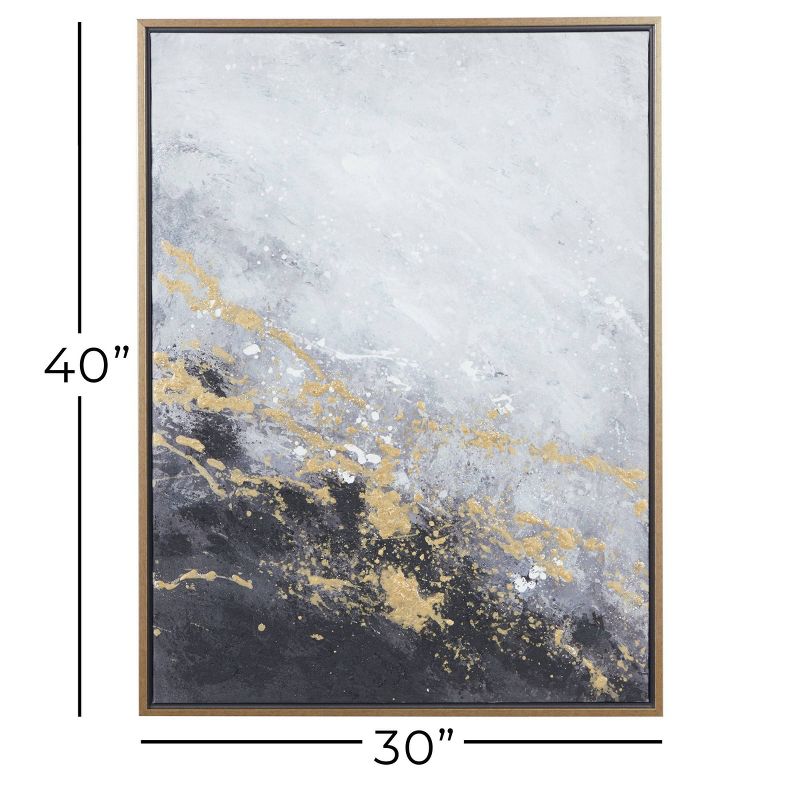 Contemporary Canvas Abstract Framed Rectangle Wall Art with Gold Frame Black - CosmoLiving by Cosmopolitan, 4 of 10