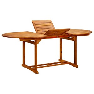 vidaXL Outdoor Dining Table Extendable Garden Patio Table Solid Acacia Wood - 78.7" x 39.4" x 29.5" Oval - 1 of 4
