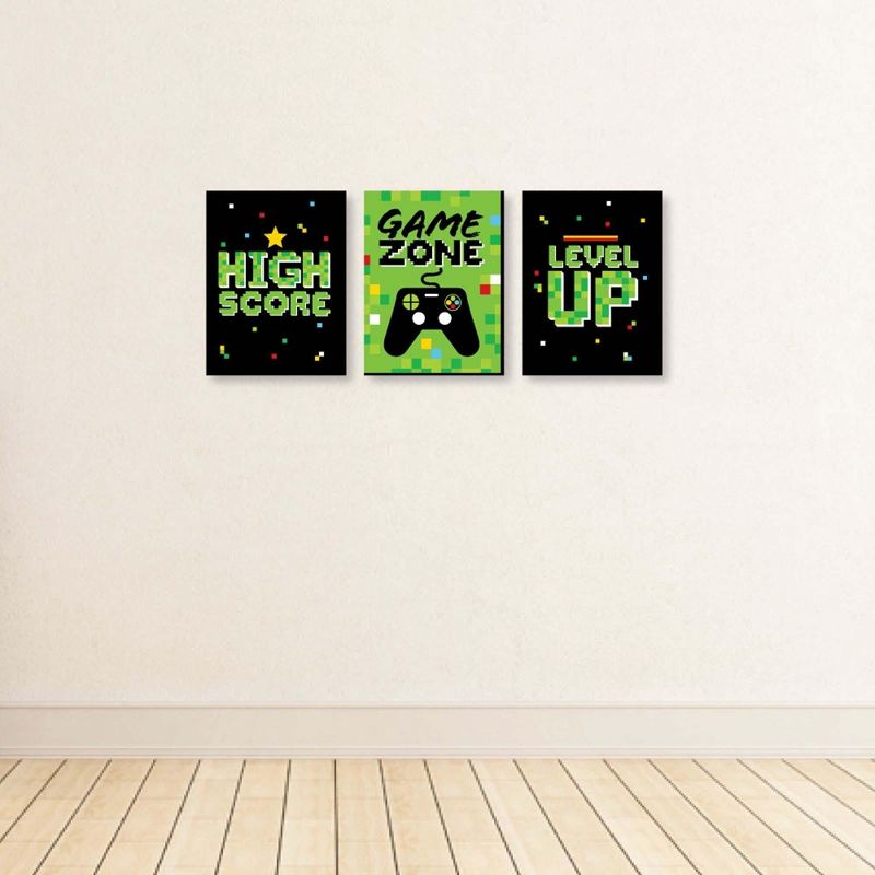 Big Dot of Happiness Game Zone - Nursery Wall Art and Pixel Video Game Kids Room Decorations - Gift Ideas - 7.5 x 10 inches - Set of 3 Prints, 3 of 8