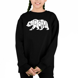 LA Pop Art California Bear - Girl's Word Art Crewneck Sweatshirt - 1 of 3