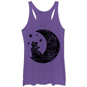 Women's Lost Gods The Cat in the Moon Lace Print Racerback Tank Top - 1 of 3