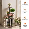 UNHO 5 Tier Tall Corner Plant Stand Flower Pots Organizer Rack Metal Frame Planter Shelf with Round Tray for Home Balcony Patios Garden - 4 of 4