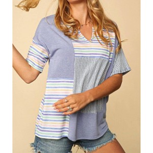 Women's Thermal Multi Color Stripe Top - Sugarfox - 1 of 3