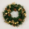Nearly Natural 24" Pre-Lit Artificial Golden Frosted Christmas Wreath with Pinecones Berries and Ornaments - 4 of 4