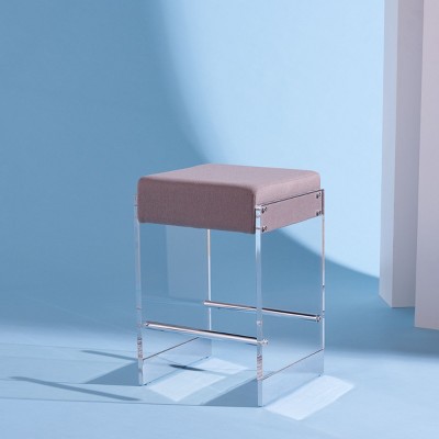Gray Acrylic and Stainless Steel 26" Backless Counter Stool