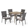 Christopher Knight Home Marias Outdoor Wicker and Acacia Wood 5 Piece Dining Set - 2 of 4