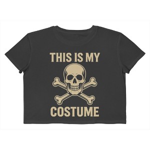 Rerun Island Women This Is My Costume Cross Skull Short Sleeve Graphic Cotton Cropped Loose T-shirt - 1 of 4