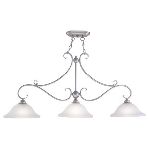 VAXCEL Monrovia 3L Nickel Linear Chandelier Island Pendant Light Fixture White Glass - 1 of 4