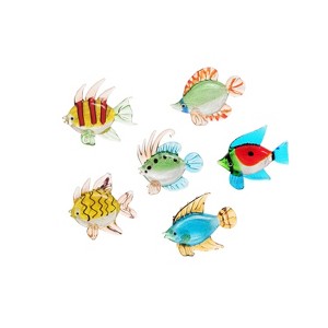 Beachcombers Set Of 6 Mini Multi Tropical Glass Fish Figure Figurine Home Decor Beach Coastal Ocean Sea Life 1.97 x 0.47 x 1.77 - 1 of 1