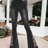 Anna-Kaci Women's Floral Daisy Embroidered Mid Rise Bell Bottom Jeans - 4 of 4