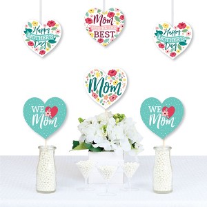 Big Dot of Happiness Colorful Floral Happy Mother's Day - Heart Decorations DIY We Love Mom Party Essentials - Set of 20 - 1 of 4