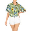 LA LEELA Hawaiian Shirts Womens Floral Summer Beach Party Blouses Shirt TShirts Short Sleeve Vacation Shirts Blouses for Women - 3 of 4