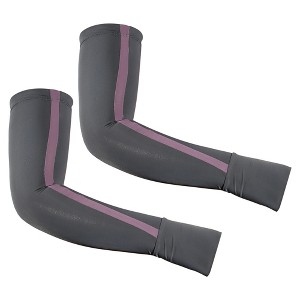 Unique Bargains 1 Pair Cooling Arm Sleeves for Women and Men Sports Arm Sleeve Gray Purple - 1 of 3