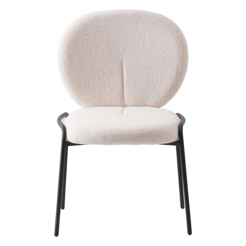 LeisureMod Celestial Modern Dining Chair in Upholstered Cotton Boucle with Black Iron Frame, 2 of 6
