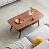MAYEERTY Solid Oak Wood Top Coffee Table With Storage Shelf, Walnut - 2 of 4